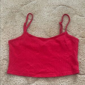 SHEIN Vibrant Red Ribbed Crop Top